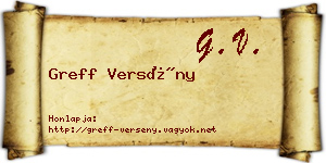 Greff Versény névjegykártya